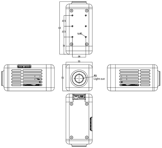 size of 1550nm SWIR laser lighting module
